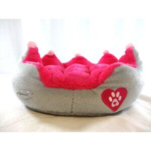 American Girl Doll Pet Bed Royal‎ Dreams Princess Crown Sparkle Pink Gray Plush